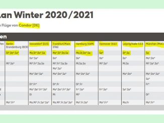 Condor Winterflugplan 2020 / 2021 Stand 14.10.2020