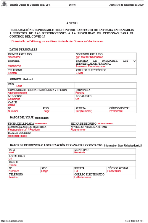 Formular Einreise Uebersetzung Seite 1 1
