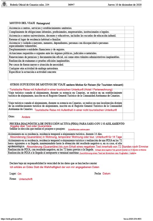 Formular Einreise Uebersetzung Seite 2