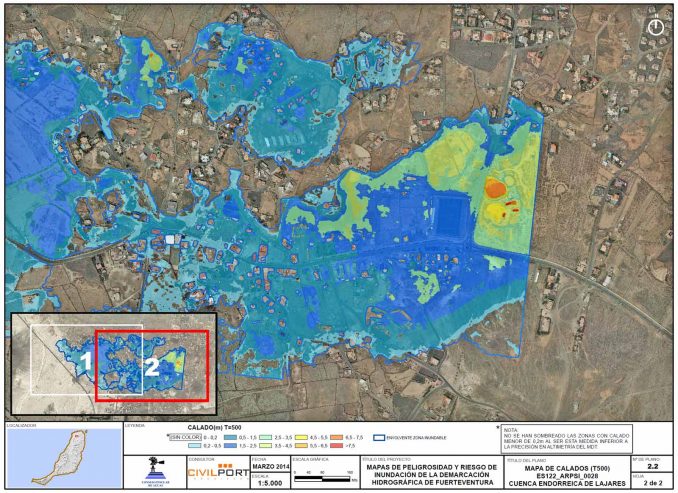 Karte Ueberschwemmungsrisiko Lajaras Fuerteventura