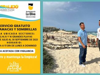 Kostenlose Liegen und Sonnenschirme in Corralejo im Norden von Fuerteventura 1 Liegen Sonnenschirme Corralejo Gratis