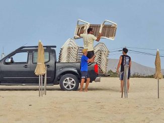 Endlich wieder Liegen vor dem Hotel RIU Oliva Beach in Corralejo im Norden von Fuerteventura 1 Liegen Strand RIU Oliva Beach Fuerteventura